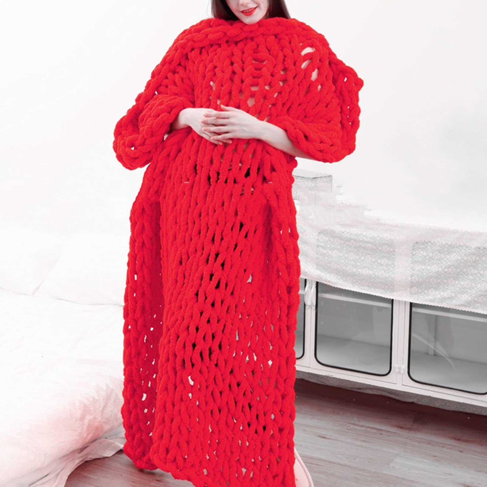 Coperta lana lavorata a maglia grossa Coperta in ciniglia fatta a mano Coperta lavorata a maglia grossa Coperta morbida calda accogliente per divano letto, sedia, miglior regalo, lavabile in lavatrice