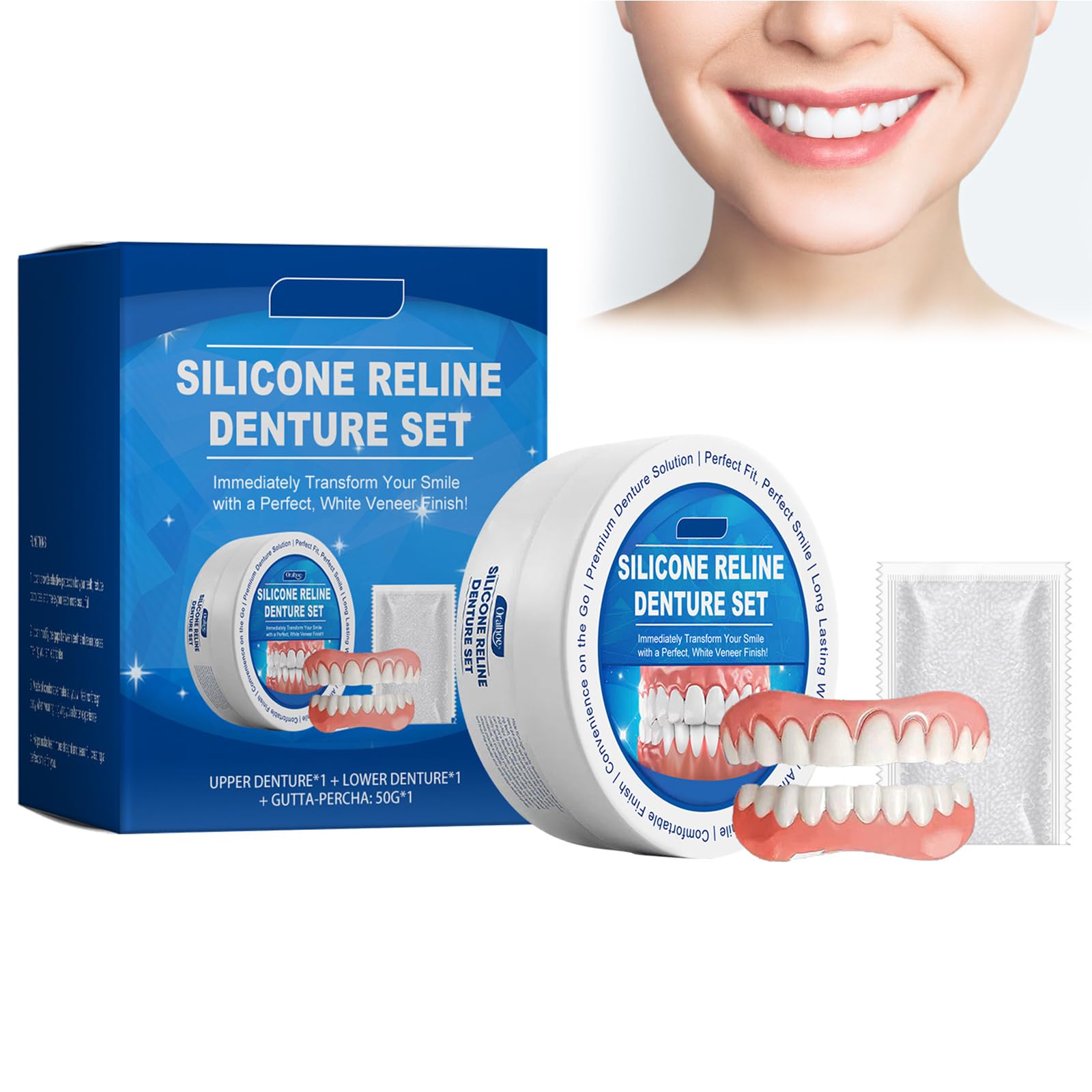 XdealCozyxc Denture Silicone Reline Kit, Soft Silicone Teeth for Adult