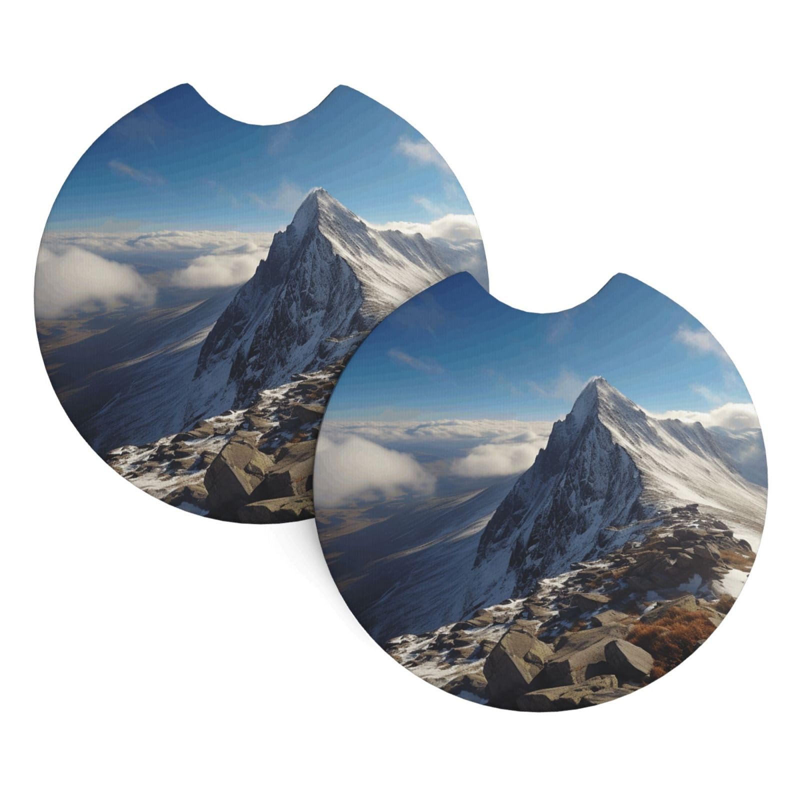2 Pack Car Coaster for Cup Holders Mountain Peak Top Car Cup Coaster 2.7" Neoprene Non-Slip Automotive Cup Mat Universal Auto Car Interior Accessories for Women Men Cup Pad