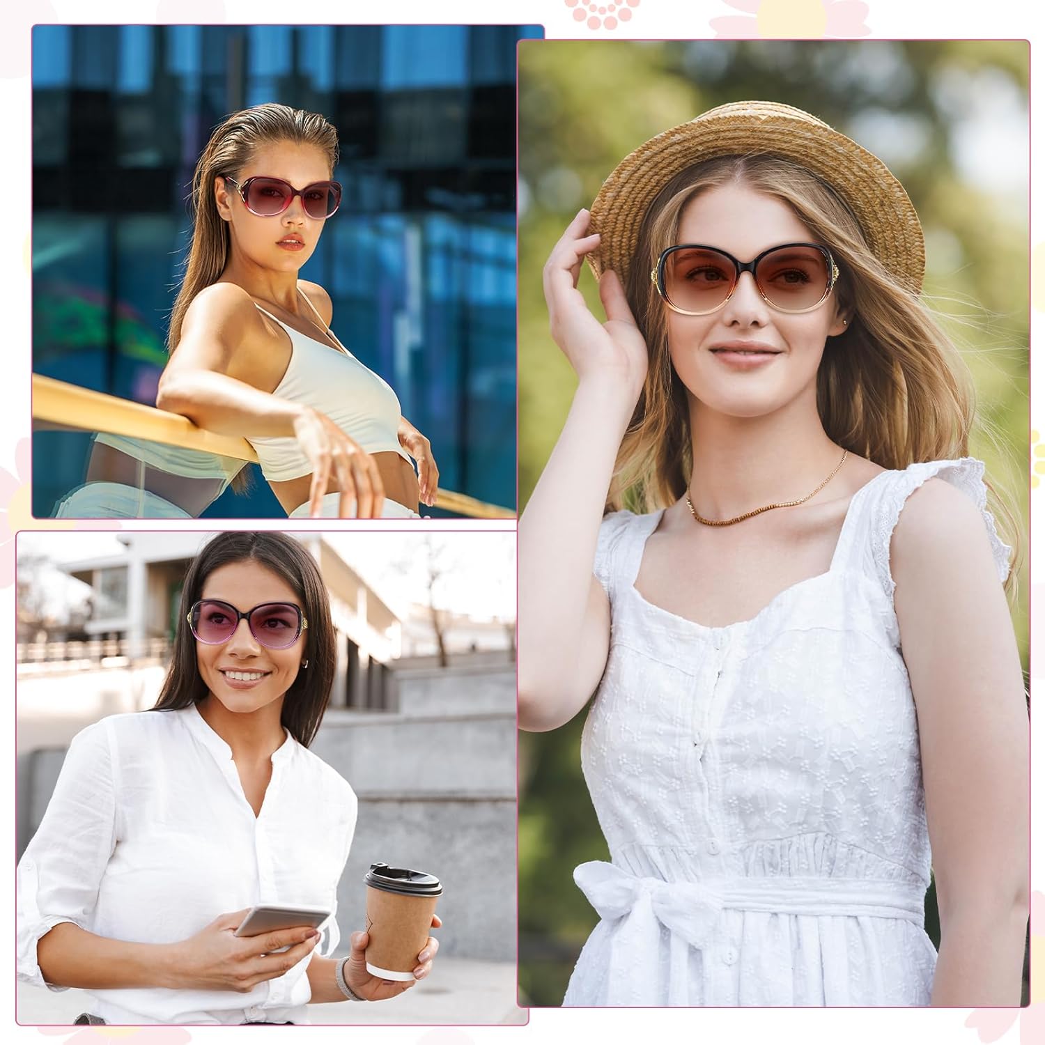4 Pack Oversized Sunglasses for Women, Large Frame Classic Trendy Lady Sunglasses UV400 Protection - Image 7