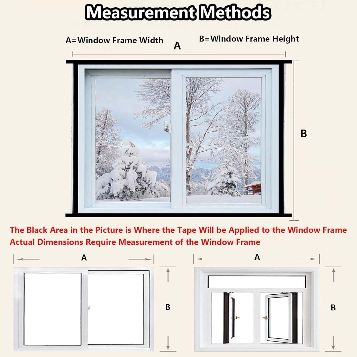 Window Insulation Kit, with Hook and Loop Fastener Window Insulation Film, Keep Draught and Cold Out, Weatherproofing, for Insulation, Windproof, Waterproof and Dustproof(190x170cm)