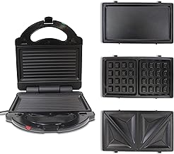 Total Chef 4-in-1 Waffle Maker, Indoor Grill, Sandwich Maker, Panini Press, Electric Griddle, Toaster, Removable Non-Stick Cast Iron Plates, Perfect for Grilled Cheese, Breakfast, Omelets