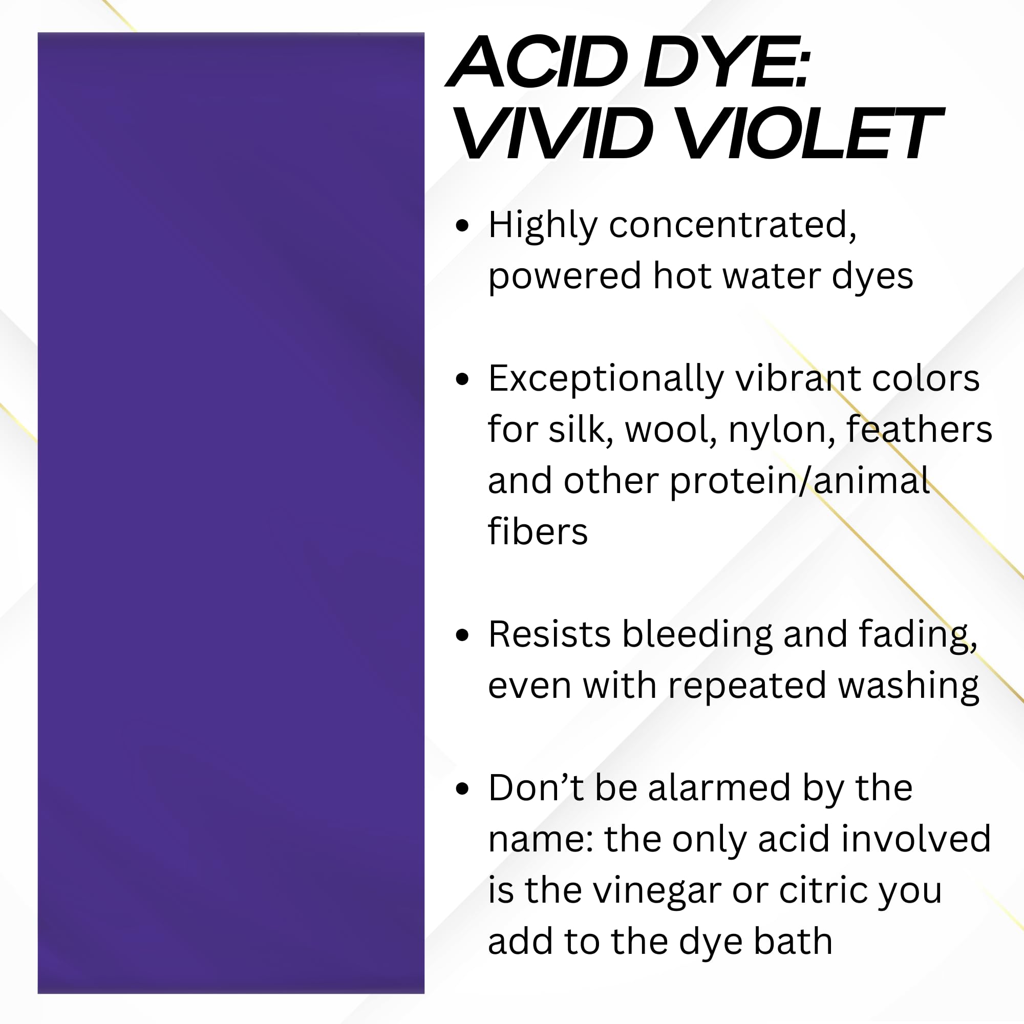 Jacquard Acid Dye 1/2oz Jar Vivid Violet - Acid Dye for Wool, Silk, Alpaca, Feathers, Cosplay Wigs and Nylon - Powder Wool Dye for Full Coverage Dyeing - Vibrant Acid Silk Dye