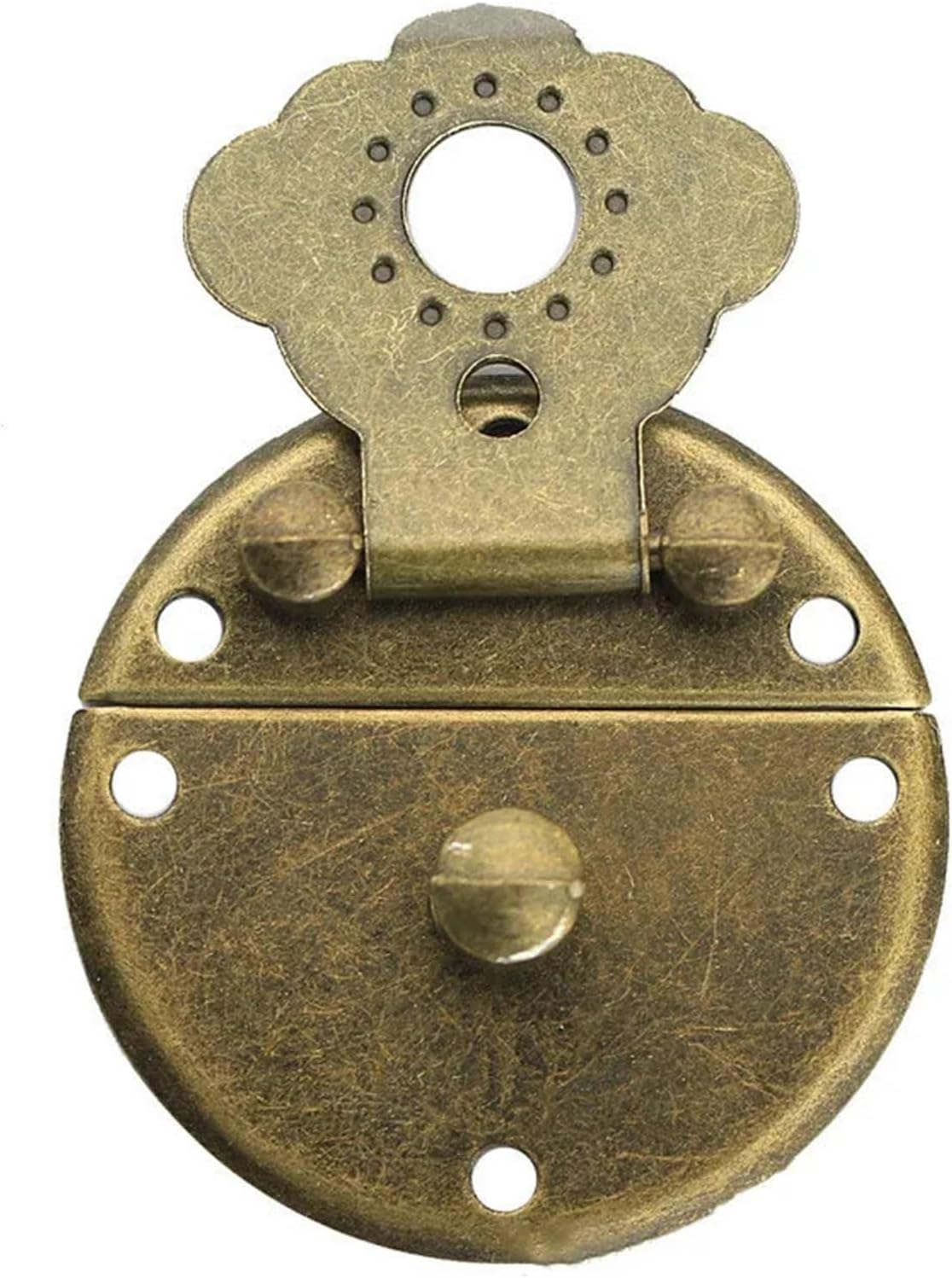 2Pcs Antique Bronze Hasp Lock Round Alloy Latch Hook Jewelry Wood Box Suitcase Cinet Furniture