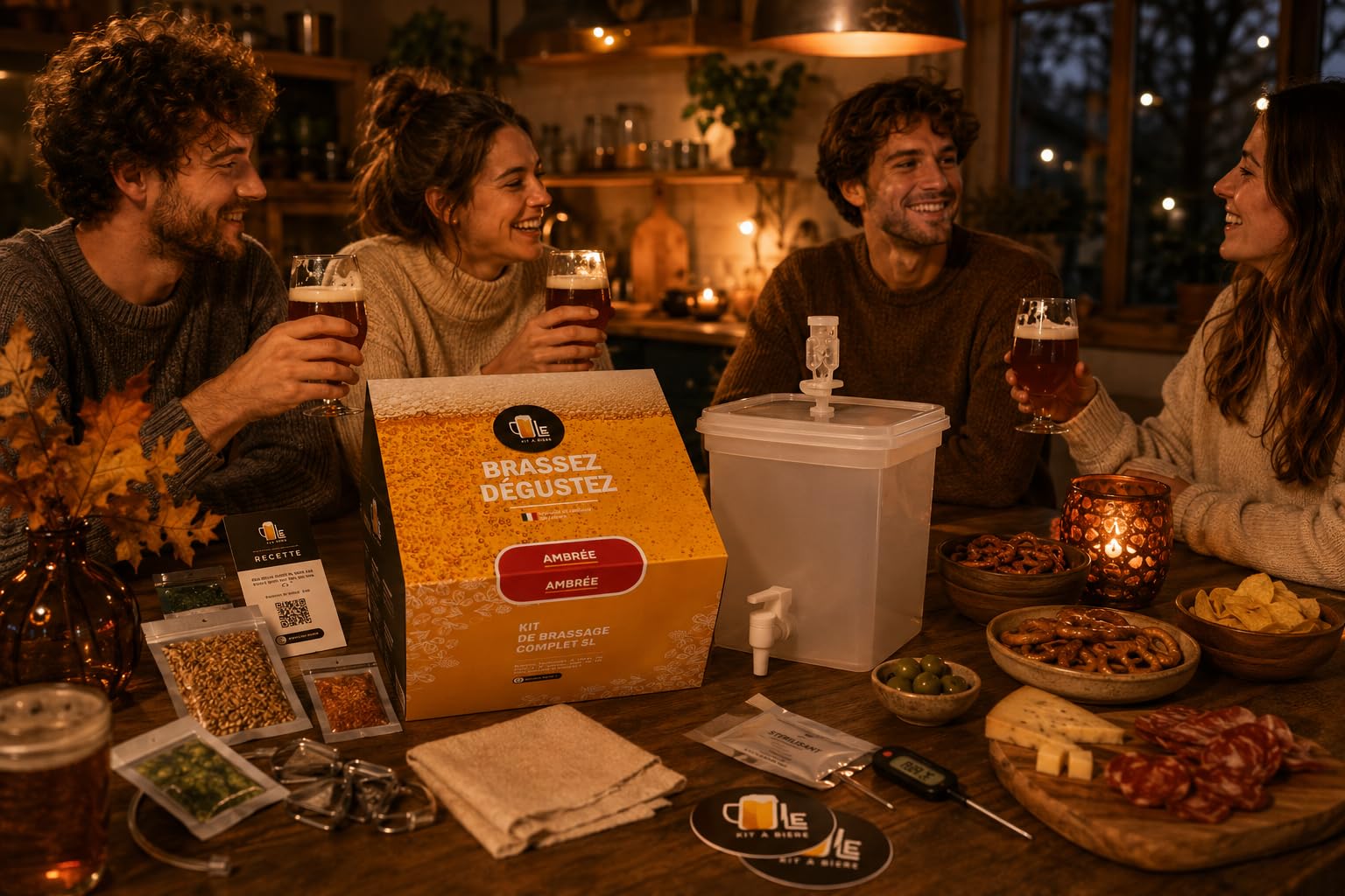 Kit de Brassage Complet bière Ambrée Maison | 5 litres | 5,8% Vol. | Idée Cadeau kit Fabrication bière Maison