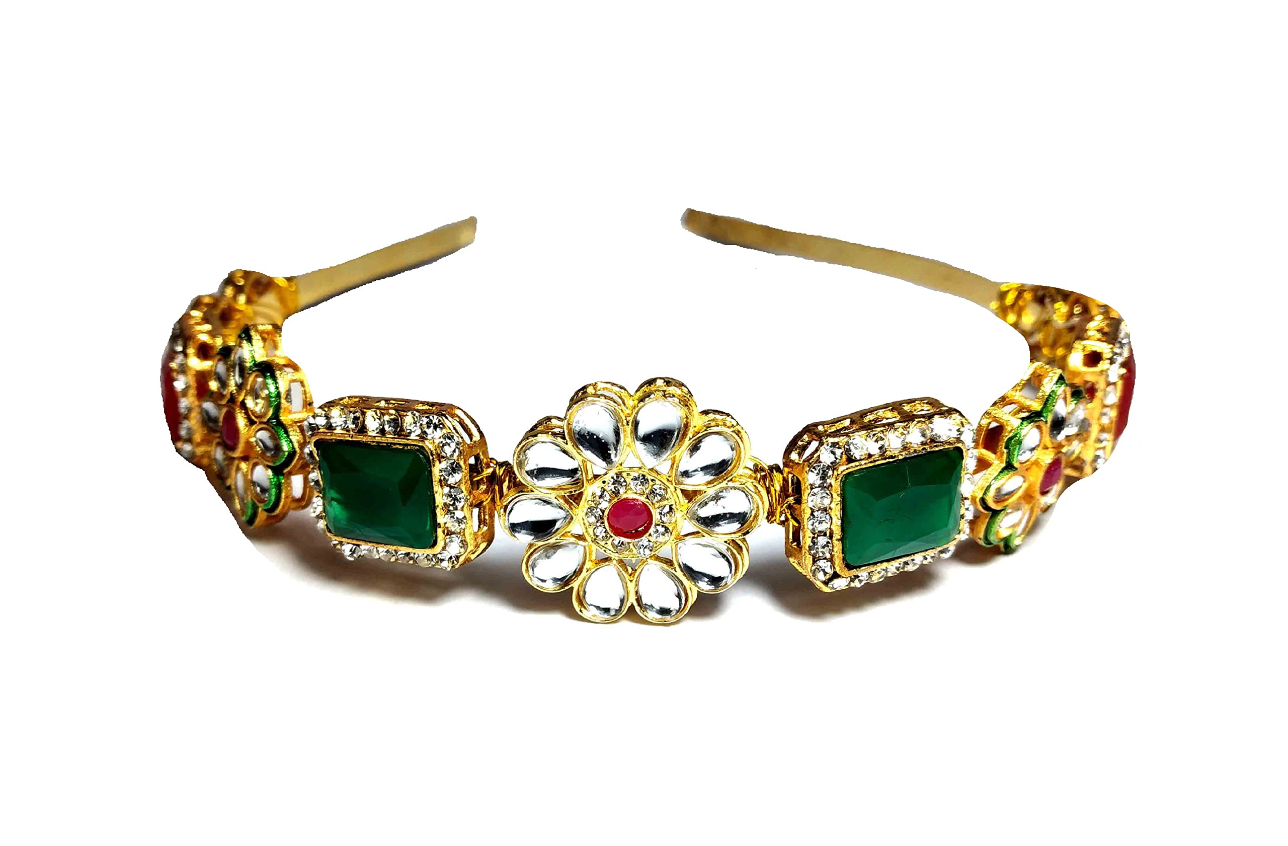 Pinoozclub Kundan Gold Plated Hair Band for Women and Girls/Bride (Green HB) (B0C8MR1H5S) Amazon Price History, Amazon Price Tracker