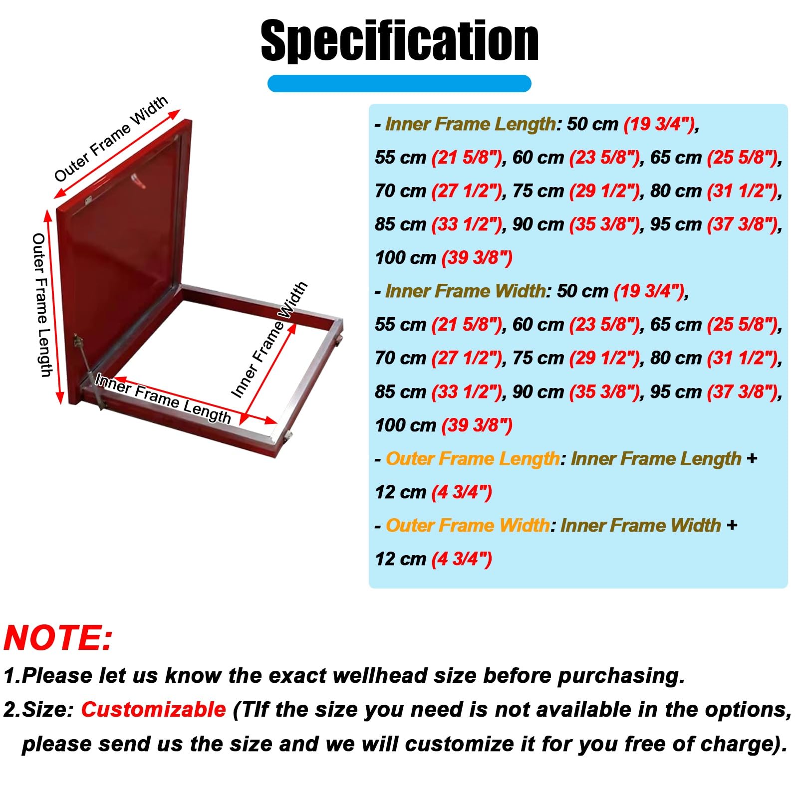 Botola per tetto in acciaio al carbonio resistente, resistente alle intemperie, copertura di sicurezza personalizzabile (29.5in x 29.5in / 75 x 75 cm) per uso sul tetto