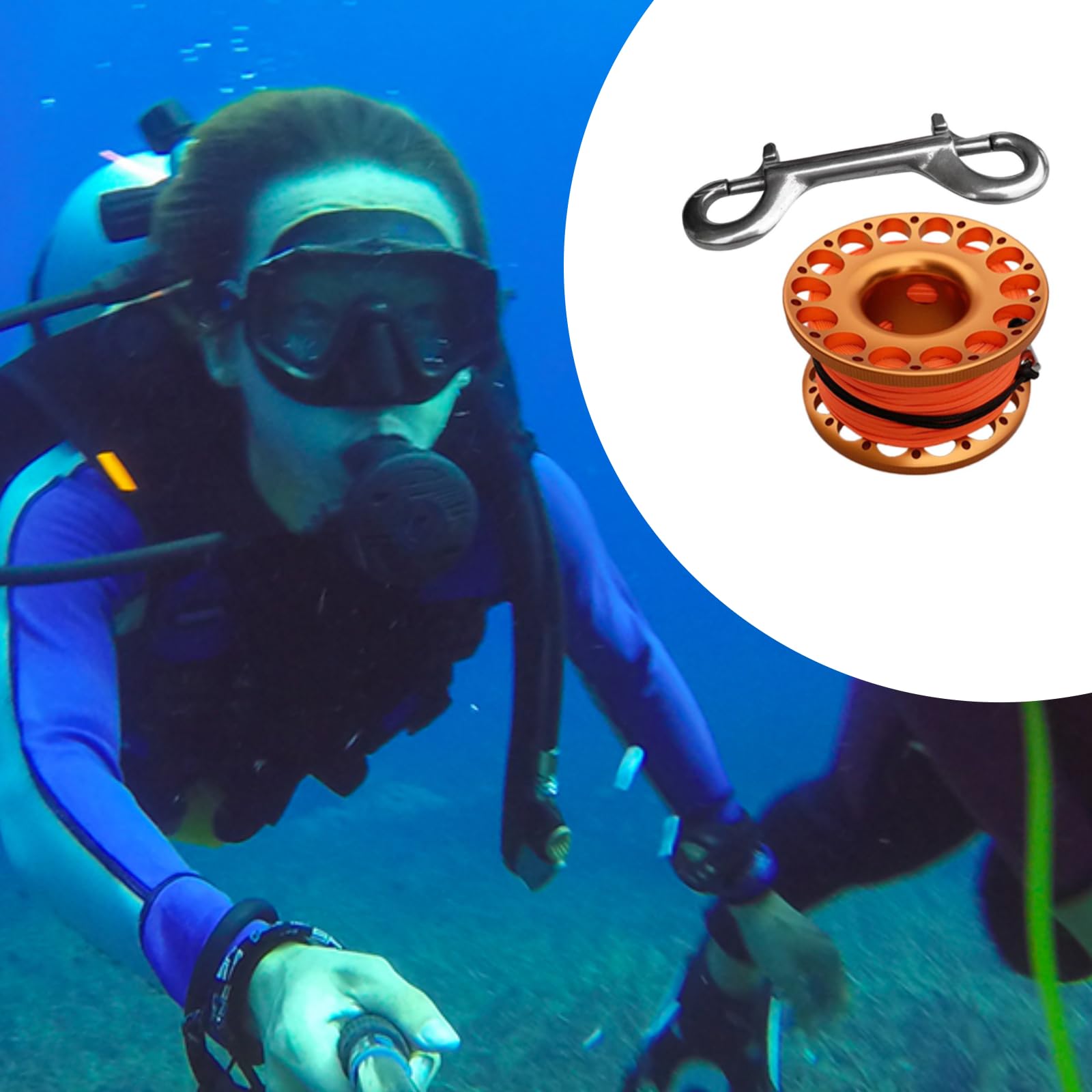 Sharplace Tauchen Reel, Aluminium Finger Spool Reel Scuba Diving Spool Reel 30 m Tauchspule mit Karabinerhaken Karabiner Fingerhaspel Spule zum Tauchen Schnprcheln Unterwasser Wassersport