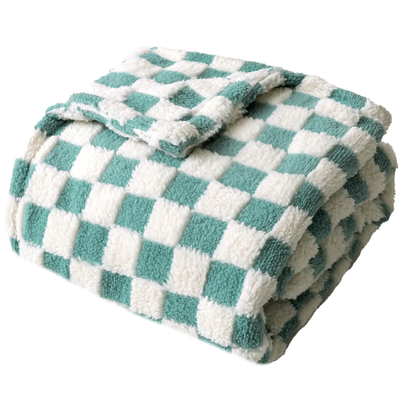Checkered Baby Blanket Neutral Ultra Soft Baby Blanket Fuzzy Cozy Baby Blankets Warm Comfort Reversible Baby Bed Blanket for Toddlers Infant or Newborn (Green and White)