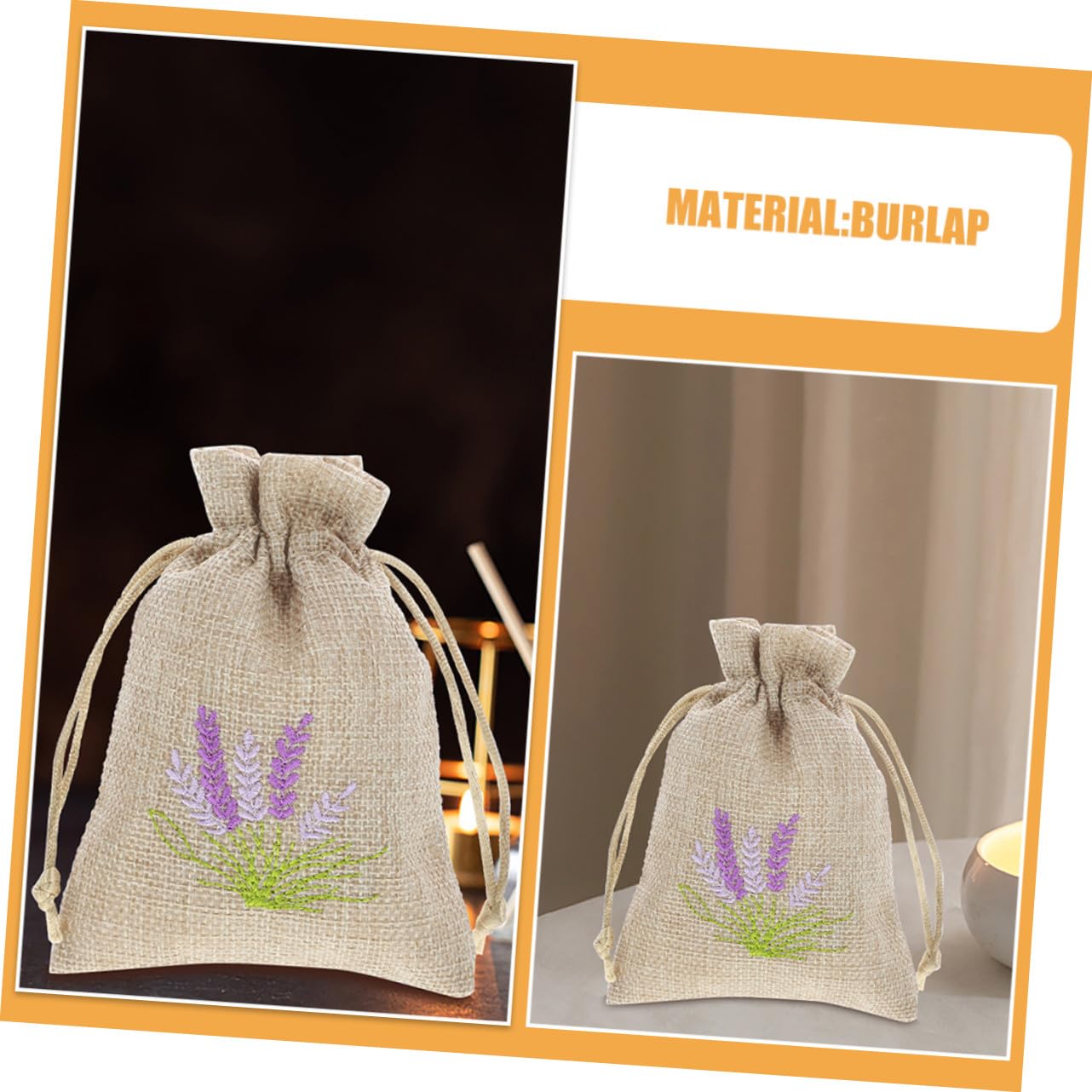 HOODANCOS 22 Sacchetti in Iuta Chiusura a Cordoncino Ricamati Motivo Lavanda, Eleganti e Versatili per Conservare Piccoli Oggetti e Gioielli in Casa come Regalo
