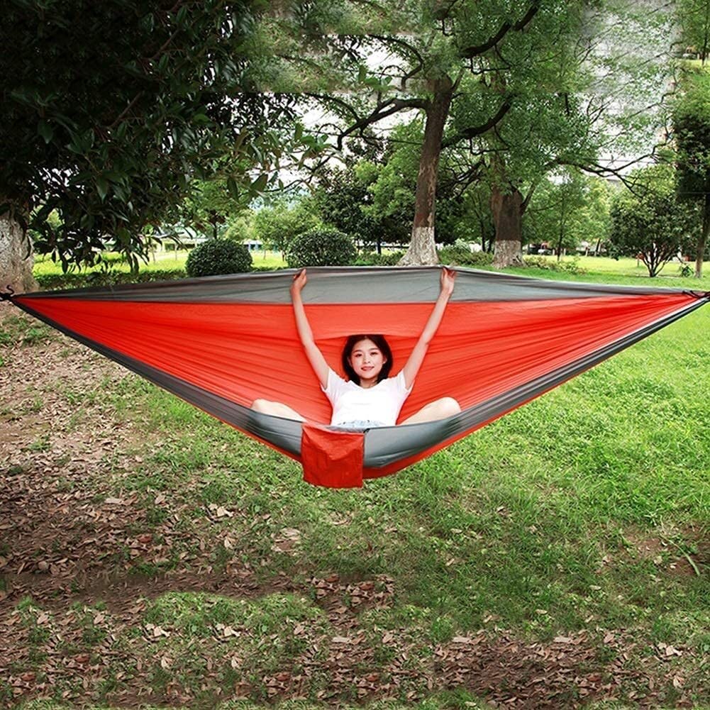 Hamak Ultralekki, Hammock Hamak kempingowy Przenośny materiał spadochronowy Ogród Wypoczynek na świeżym powietrzu Huśtawka do spania Podróż Wiszące łóżko na Kemping, na Zewnątrz(A)