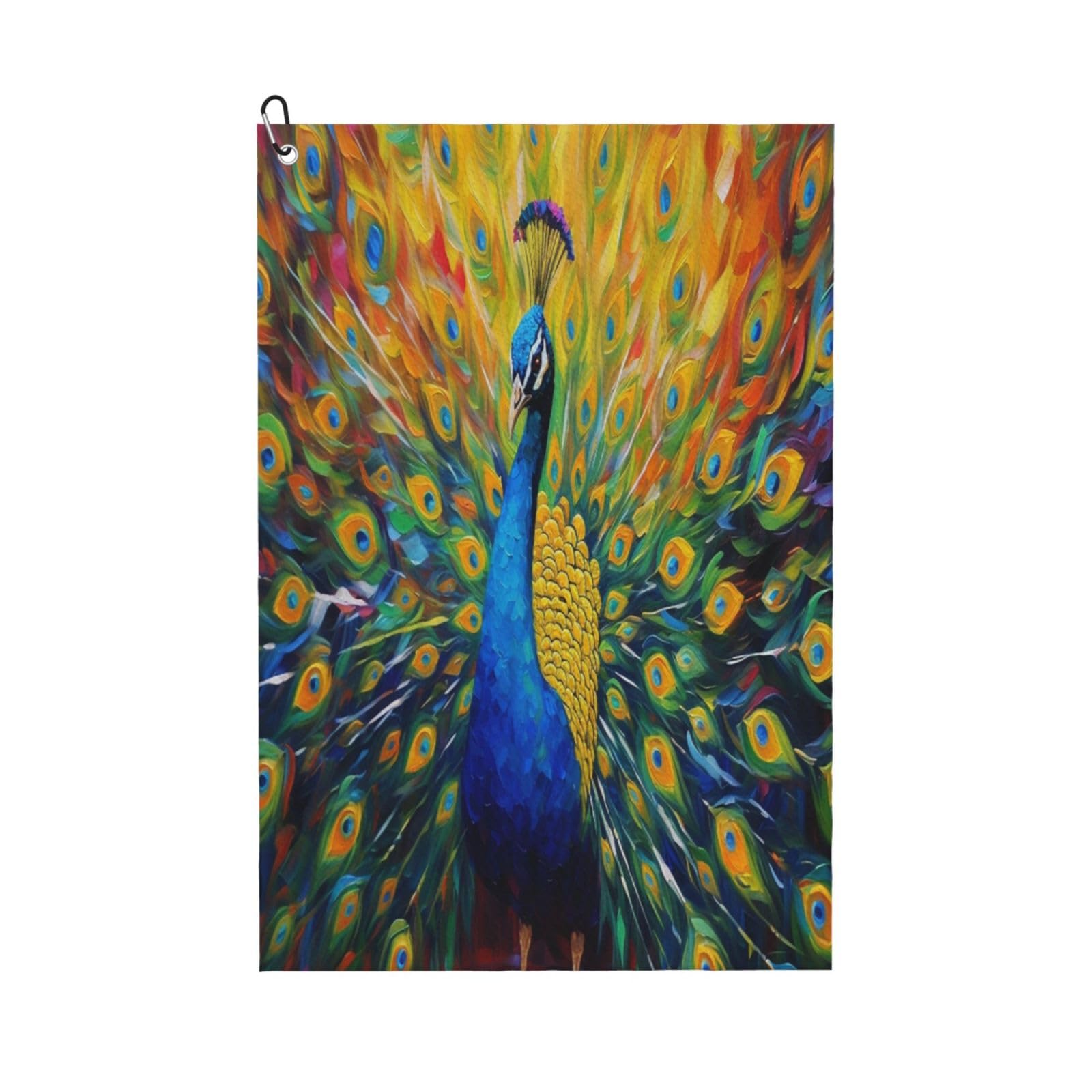 AOOEDM Peacocks Print Golf Towel with Carabiner Clip Absorbent Microfiber Golf Towel for Cleaning Golf Ball Club Putter Iron for Golf Bag Trolly Belt Loop 16" X 24"