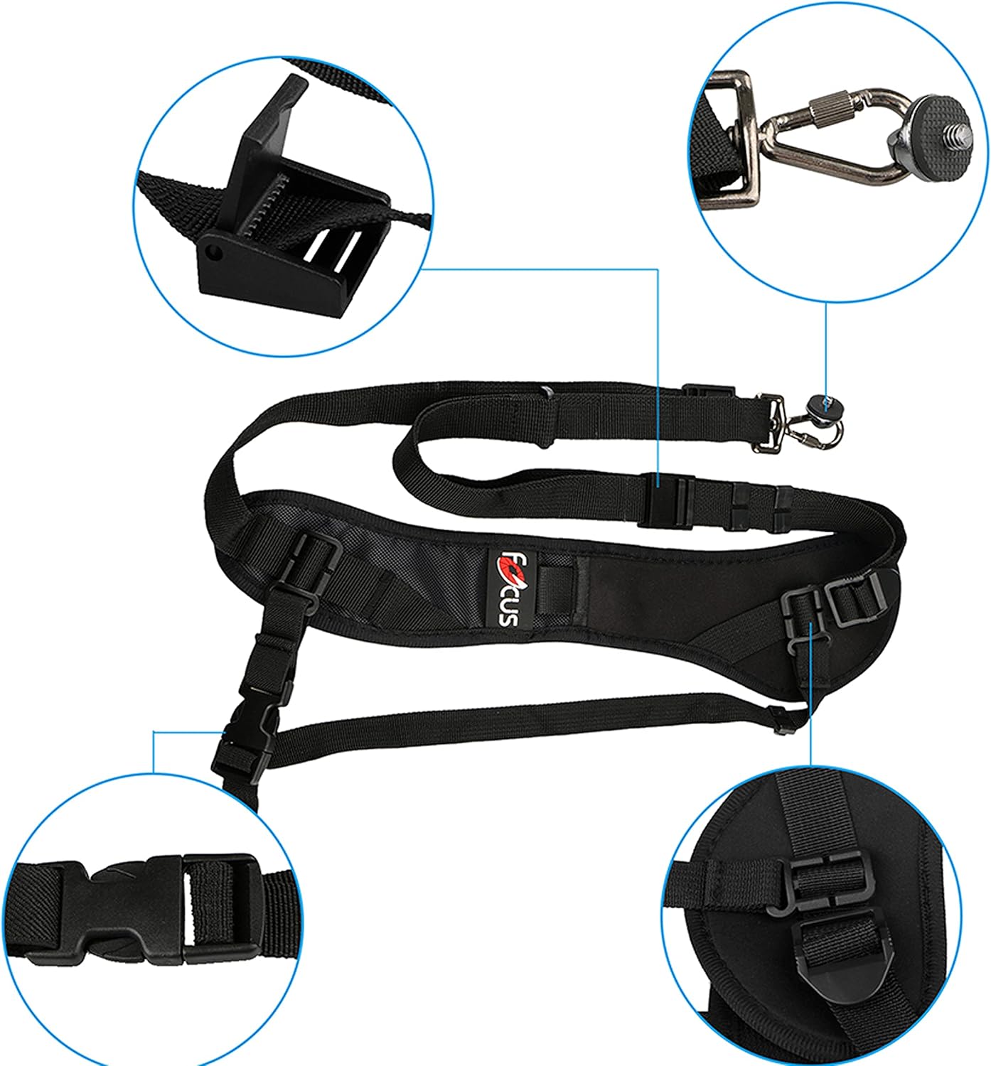 Fotasy Ergonomic Design Camera Sling Strap, Adjustable Camera Neck Strap, w/Quick Release and Safety Tether, Compatible with Canon Fujifilm Nikon Olympus Panasonic Pentax Sony Cameras - Image 3