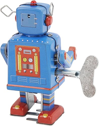 Miniatura 9 de Clockwork Drumming Robot Toy Hojalata Retro Hecho a Mano Drum Wind Up Robot para Niños Adultos Colección, #811