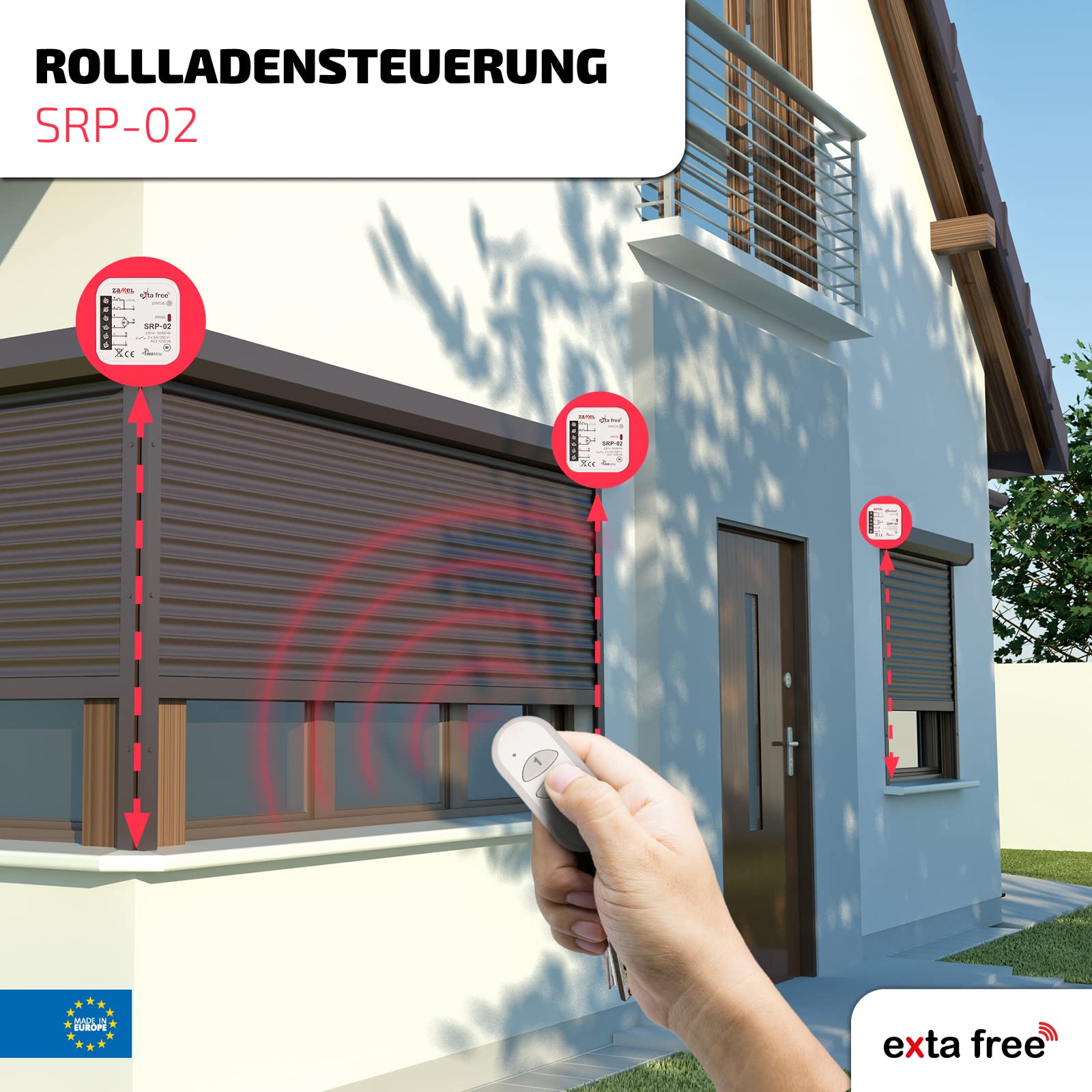EXTA FREE SRP-02 sterownik radiowy do rolet, 47,5 x 47,5 x 20 mm