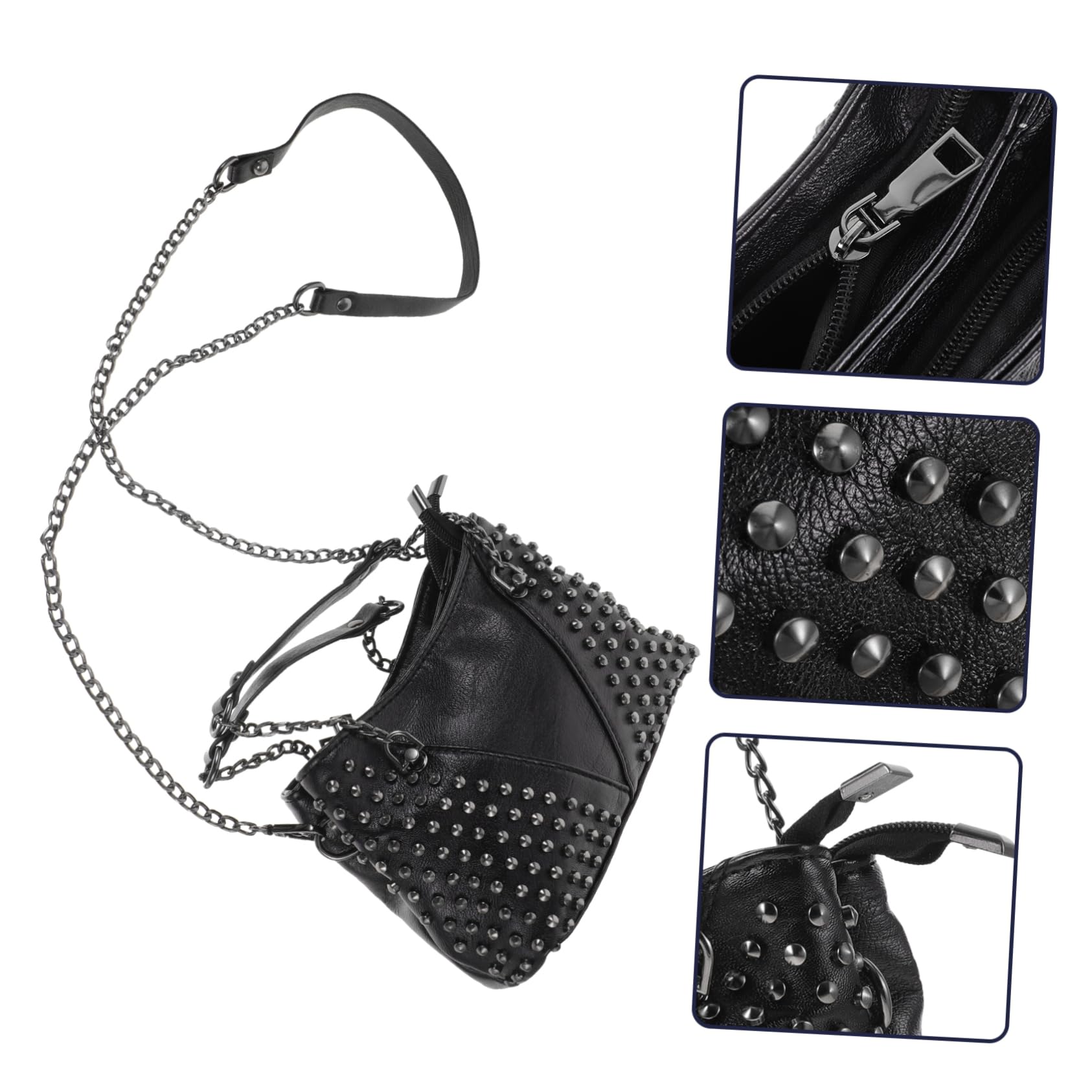 Hohopeti Bolso Bandolera de Pu Cadena y Remaches, Diseño Elegante y Sencillo, Cómodo al Tacto, Espacio Suficiente para Uso Diario en Centro Comercial