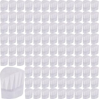 Handepo 100 Pack Kids White Chef Hats - Adjustable Non-Woven Cooking Caps for Baking, Parties, School & Home