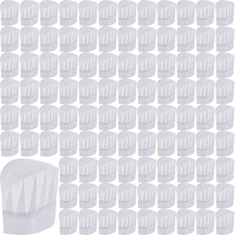 Handepo White Chef Hats Kids Adjustable Kitchen Cooking Chef Cap Non-Woven Fabric Hats Kitchen Baker Caps for Party Home