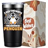 SpenMeta Penguin Gifts for Women, Men - Cute Penguins Gifts - Christmas Birthday Gift for Penguins Lovers - I Did the Math the Answer is Penguin Tumbler Cup