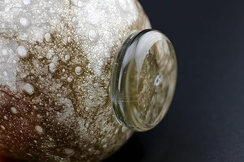 Miniatura 6 de Jarrón moderno orgánico Pequeño jarrón de vidrio marrón hecho a mano, 7 pulgadas, condimento marrón, decoración de mesa de vestíbulo, perfil bajo,