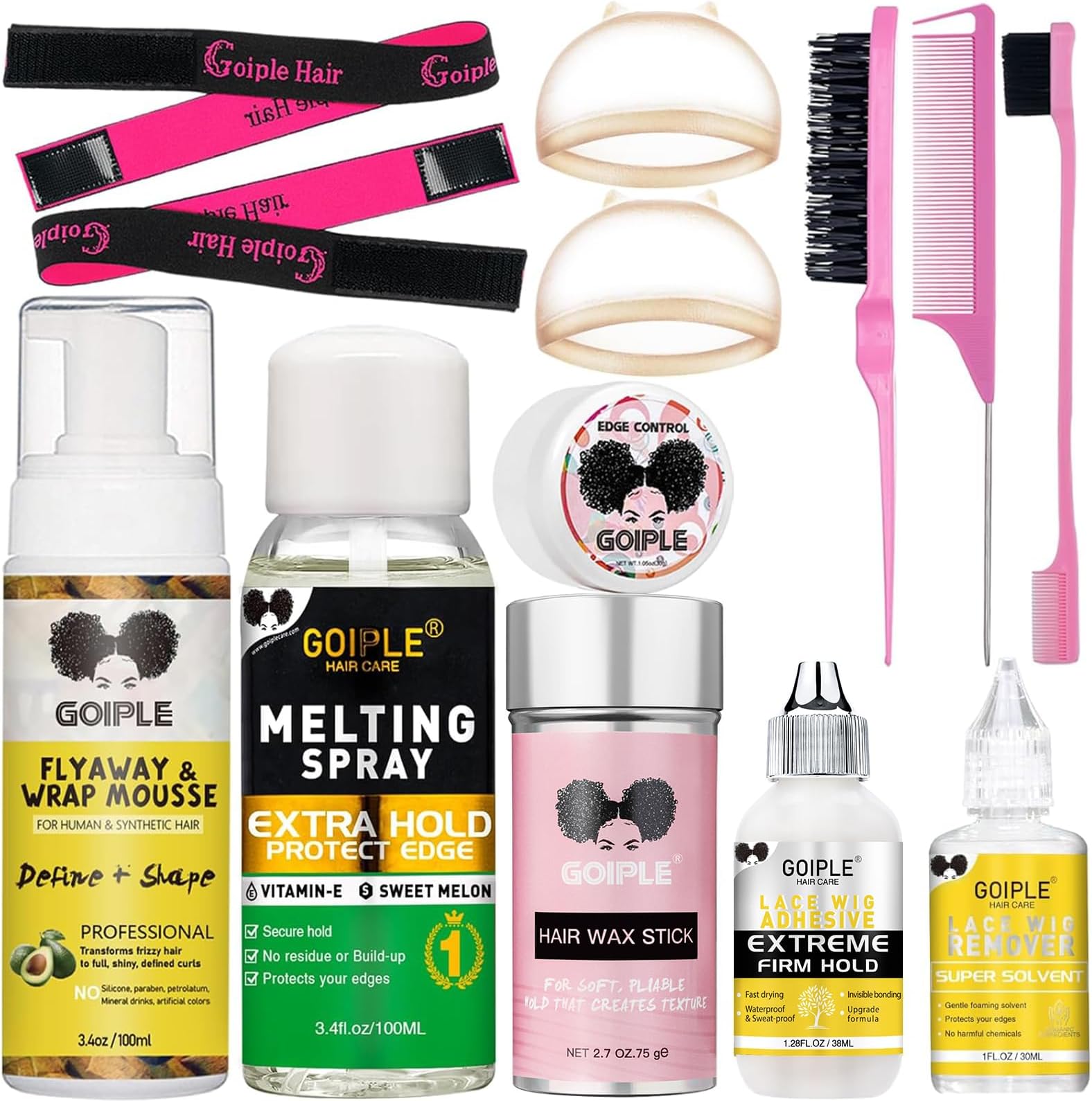 Lace Bond Adhesive Spray for Wigs, Front Extensions, and Closures - Natural Finishing Hold Protects Edges