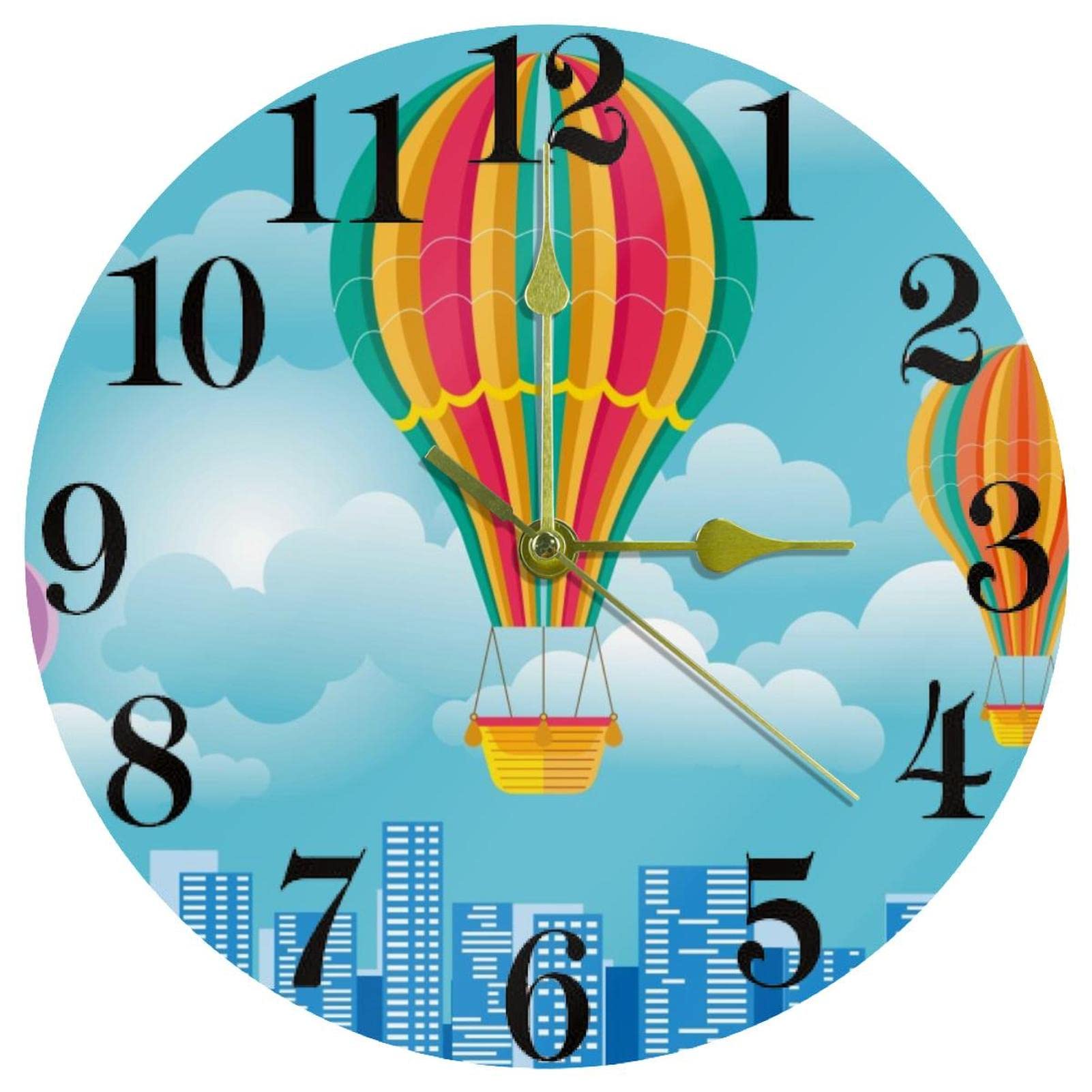 Horloge murale sans tic-tac montgolfière pour retrouver le sommeil et le calme chez soi