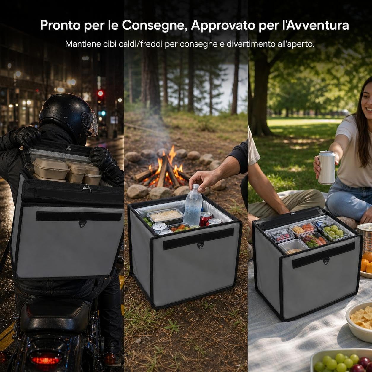 Zaino per Consegne Alimentari Isolato, Borsa Isolante per Campeggio e Trasporto Alimenti, per alimenti, 30 litri (40 * 30 * 30cm)