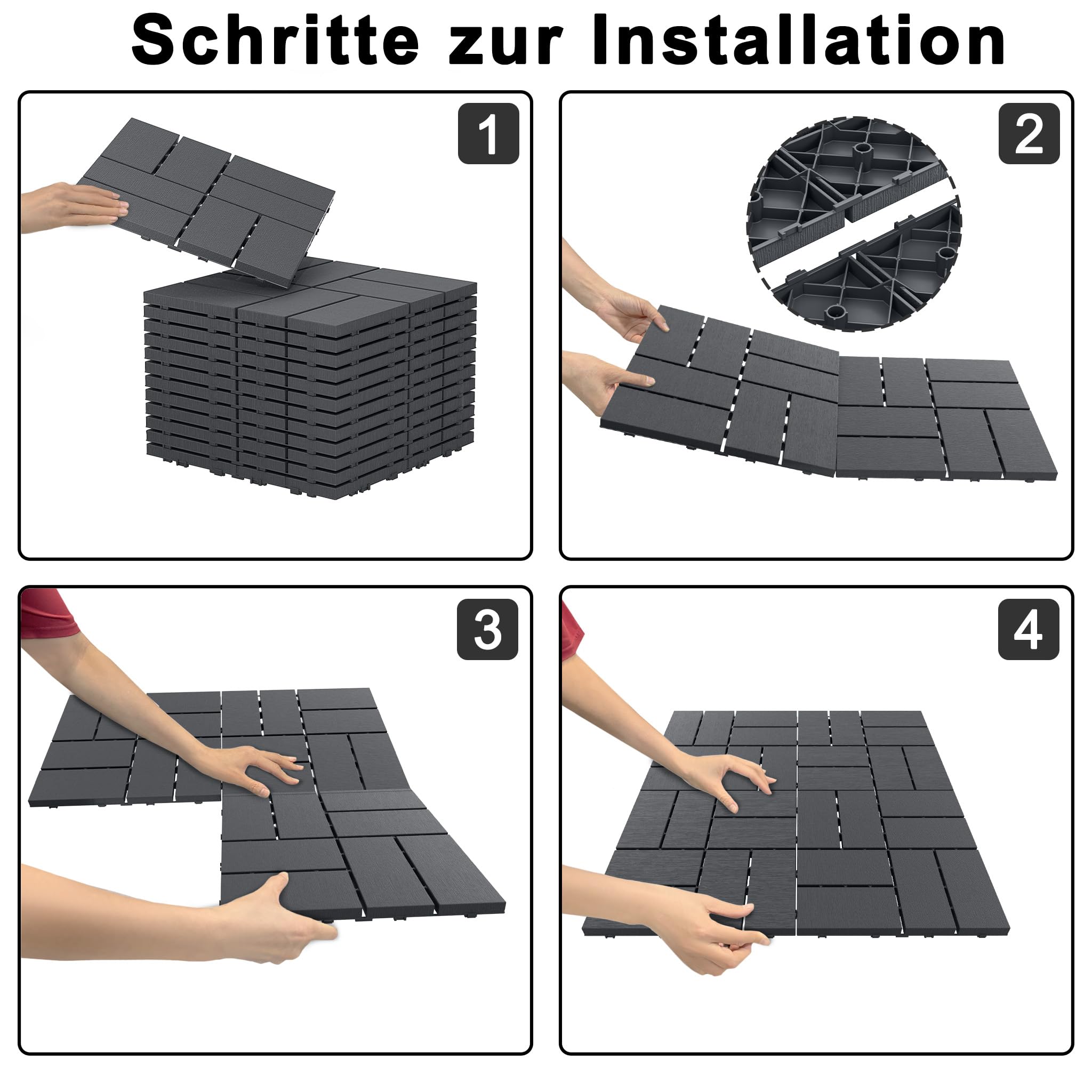 YRHome 5 m² – 55 płytek o wyglądzie drewna, płytki balkonowe, na klik, 30 x 30 cm, płytki tarasowe, odporne na działanie warunków atmosferycznych, antypoślizgowe płytki podłogowe, na taras, balkon