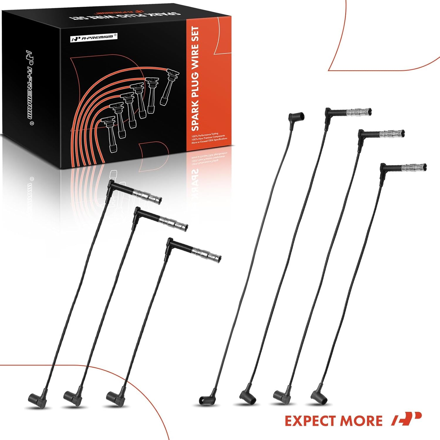 A-Premium Ignition Spark Plug Wires Set of 7 Compatible with Mercedes-Benz 300CE 1990-1993, 300E 1993, 300SE 1992-1993, 300SL 1990-1993, 3.0L 3.2L DOHC