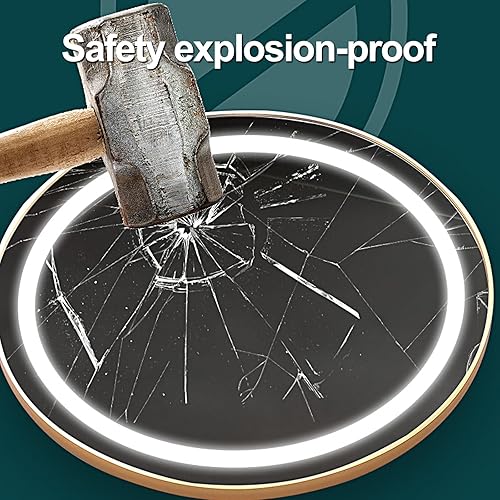 Miniatura 5 de LED Round Bathroom Vanity Mirror, Gold Round Mirror, Color Temperature Adjustable, Easy to Install, Wall Mounted Makeup Mirror with Smart Touch