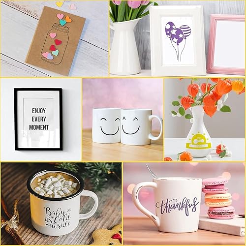 Vista 6 de Huaxing Paquete de 90 láminas de vinilo adhesivo permanente (12 x 12 pulgadas, brillante, mate, metálico) para la mayoría de máquinas de corte y 90