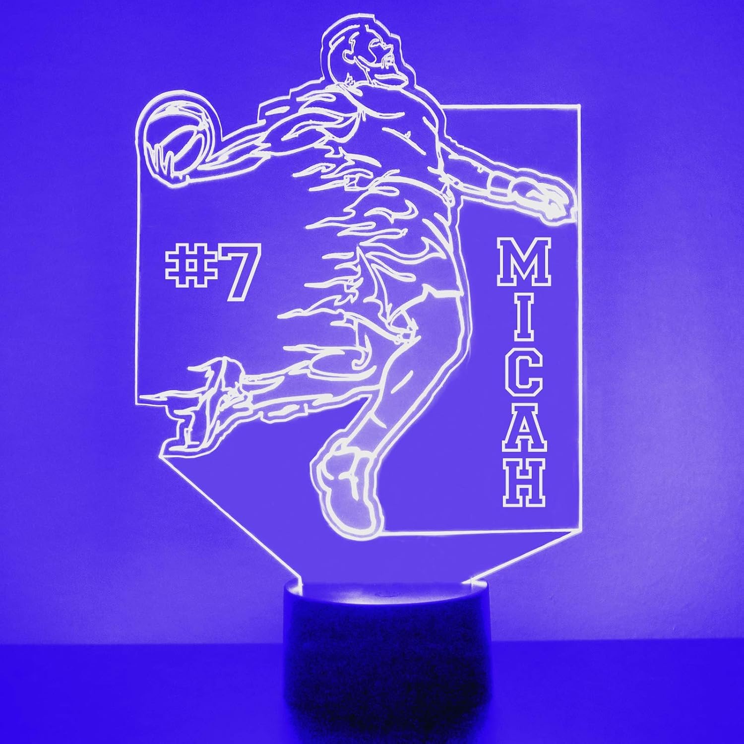 Custom Sports LED Sign Night Light Lamp with Remote, Light Up Display with Personalized Name or Image, Customized and Made in The USA, Clear Acrylic Home Decor Design with 16 Colors, 4 Modes
