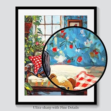 Bestbuddy Pet 8X10 Unframed Dachshund Sunroom Leisure House Pet Animal Oil Painting Art Print Poster Wall Decor Housewarming Kids Living Play Room AP242