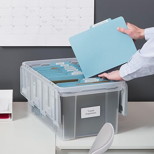 Miniatura 6 de STAPLES Carpeta de archivos colgantes, organizador de contenedores de almacenamiento, tapa de ala, documentos de tamaño carta, gristransparente