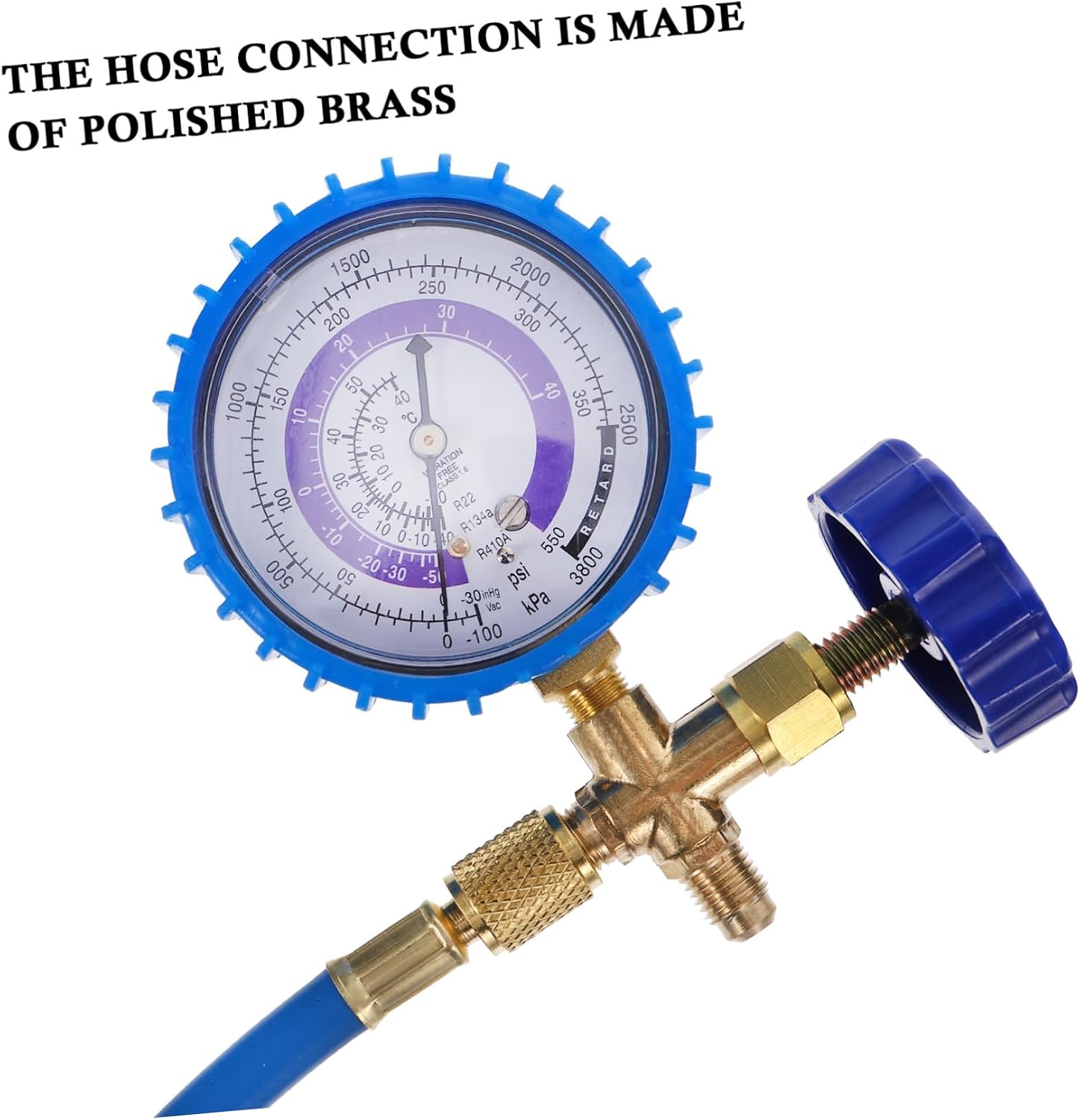 1 Set C Refrigeration Charging Hose with Gauge Easy to Use Diagnostic Tool for Automotive and Durable Fluoride Adding Tube with Valves for Safe Testing and Maintenance