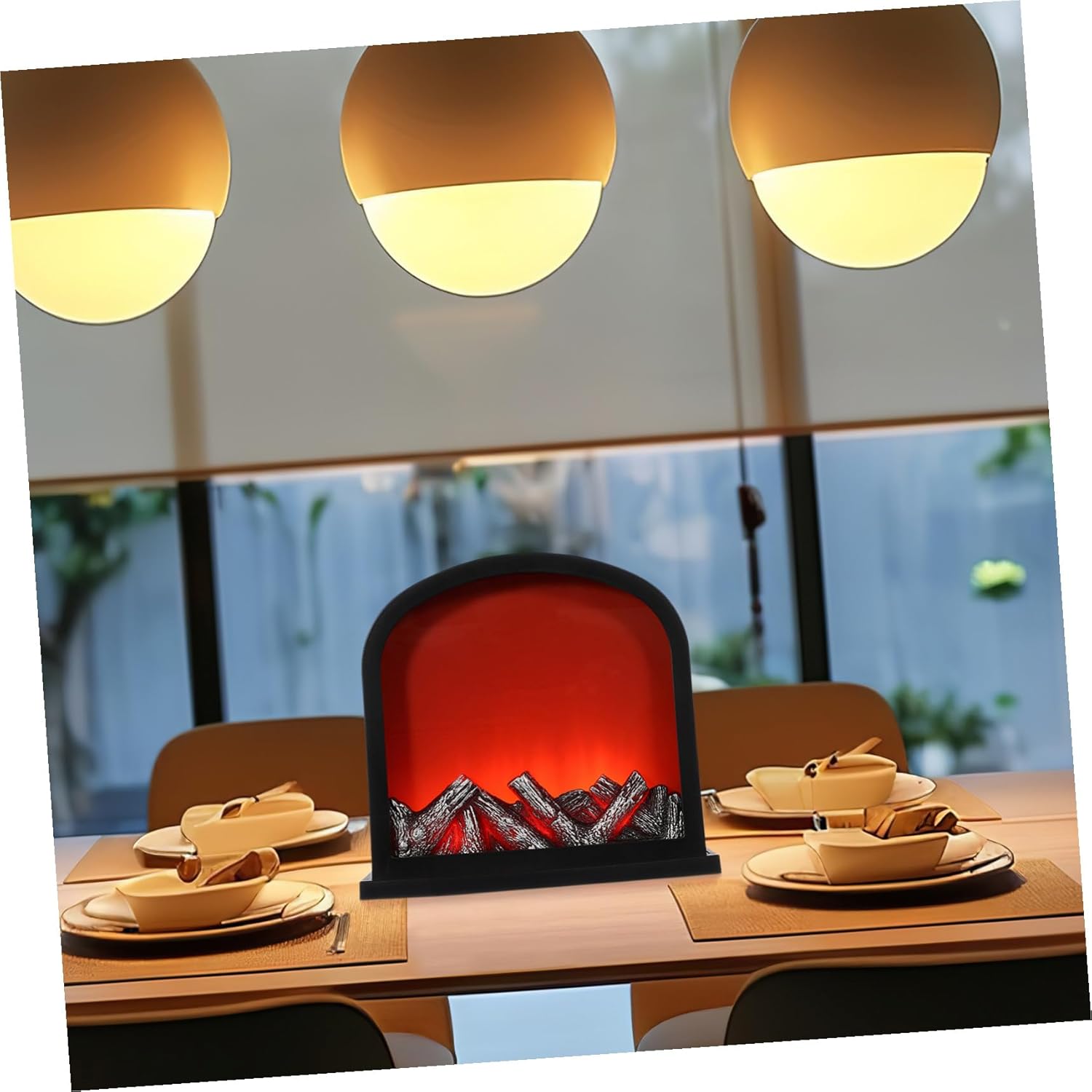 IMIKEYA 暖炉ナイトライト Ledディスプレイランプ 耐摩耗性usb給電装飾ランプ 寝室用デスクトップ照明セット