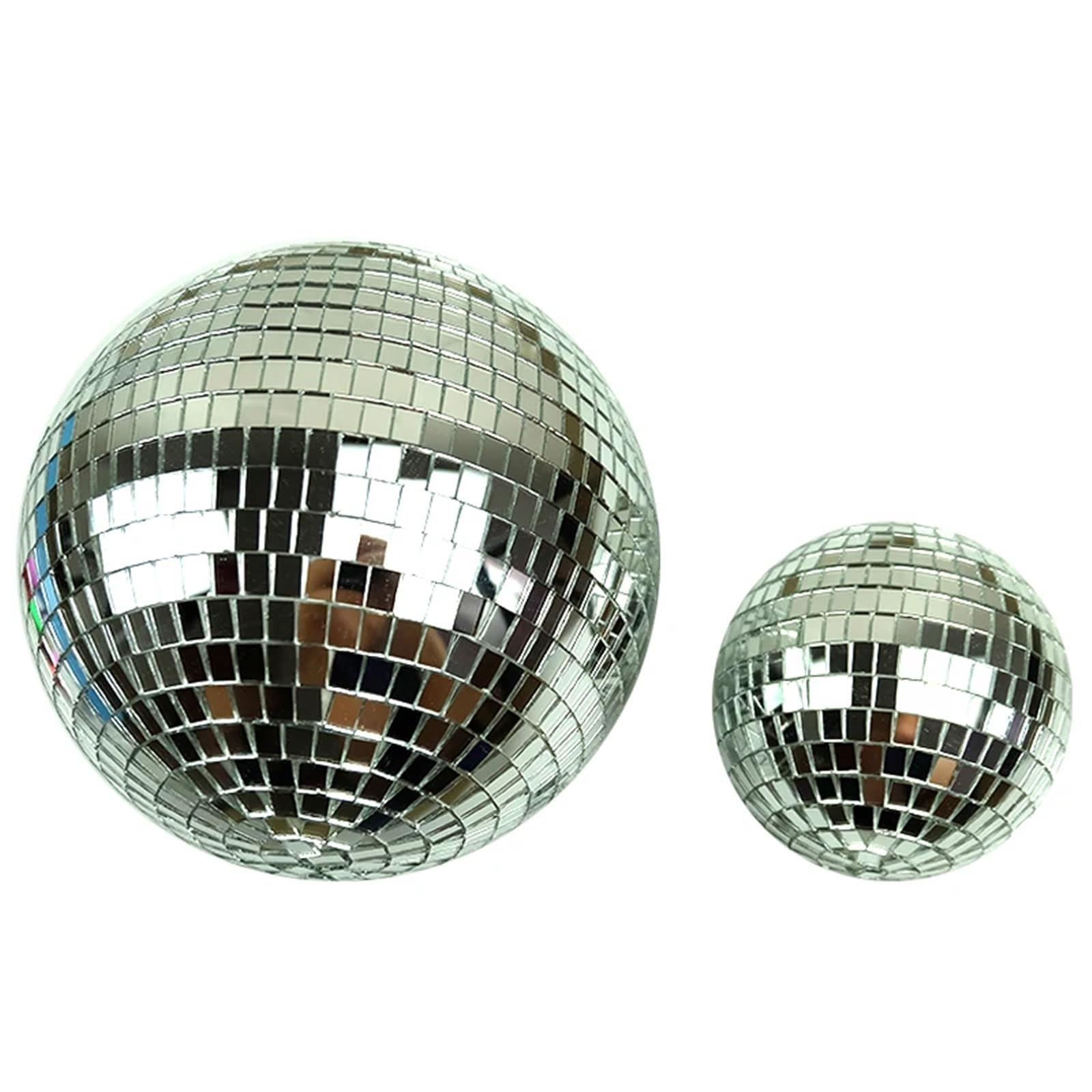 Decoración para fiestas con bola de espejos disco, Bola de espejos discoteca plateada 10-20cm(Diameter 15cm)