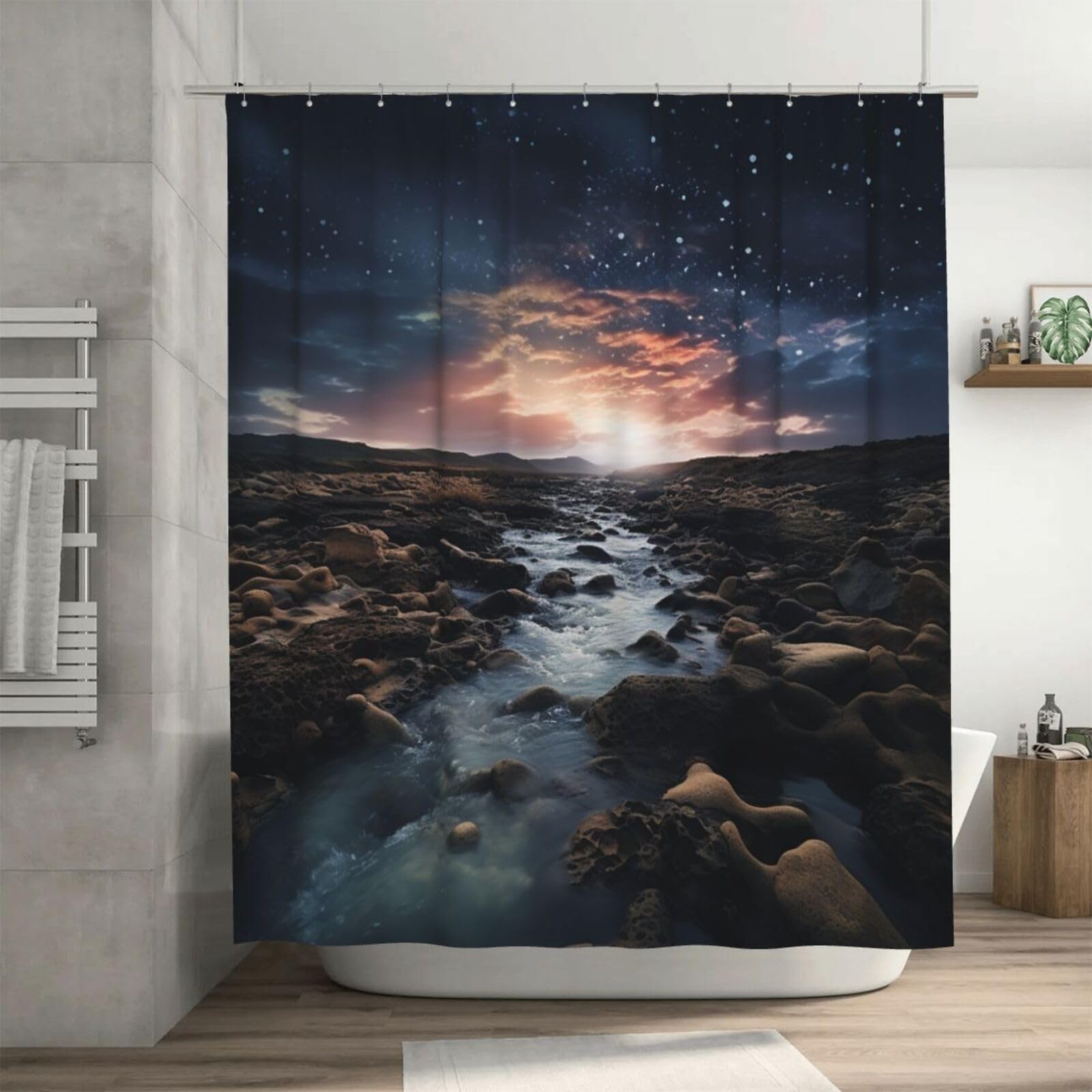Rideau de douche imperméable 182x182 cm avec 12 crochets inclus pour baignoire