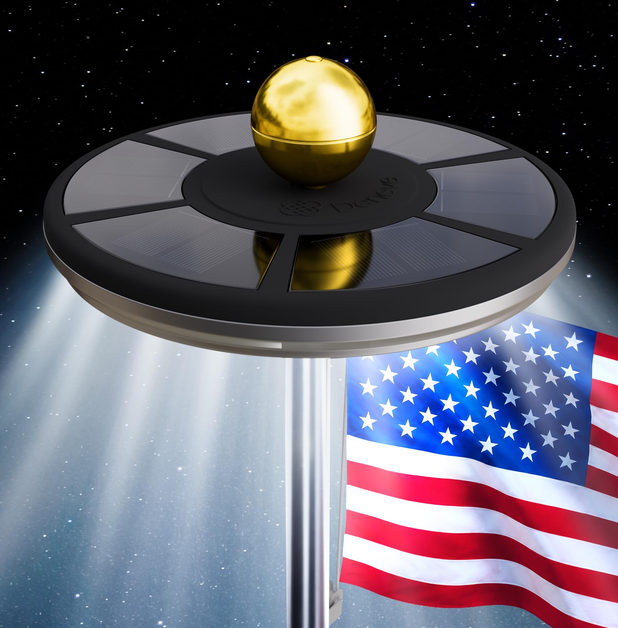 Photo 1 of Deneve Deluxe Solar Powered Flag Pole Light, Black
