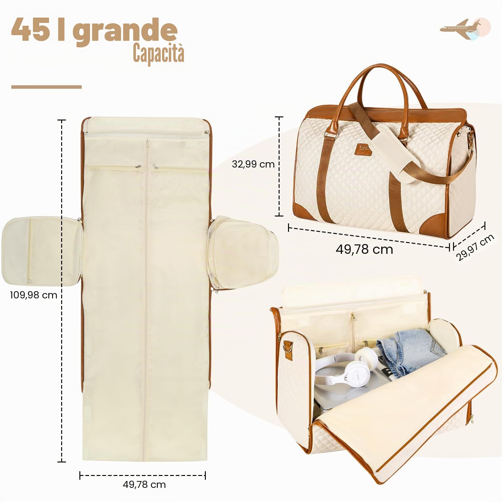 Borsa da Viaggio Pieghevole ad Alta Capacità, Impermeabile per Indumenti e Bagagli, per Donne