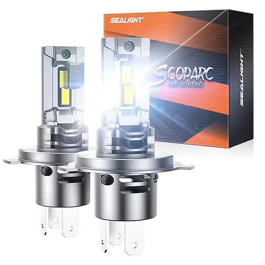 SEALIGHT Lâmpadas de farol de neblina S2S H4, branco frio 6000K, ventilador de 14000 RPM, tubo de cobre único, sem polaridade, pacote com 2