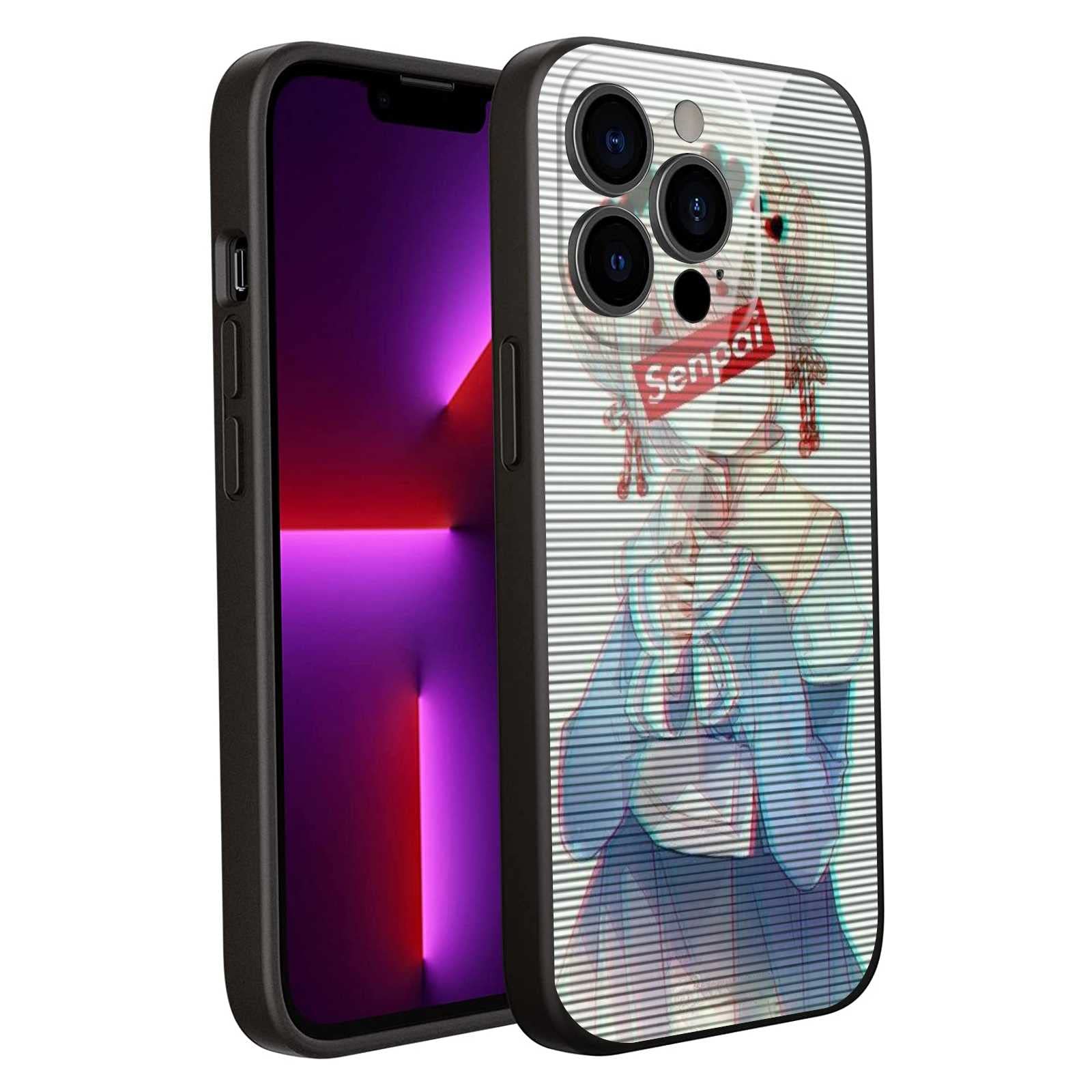 Odjksg Compatible with iPhone 13 Pro Max Anime Case,Japanese Anime Girl Senpai Waifu Girl Aesthetic Cute Kawaii Cartoon Manga Case for iPhone Boys Grils Fans Men Women, Soft Silicone Case for iPhone