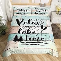 Vista 28 de Juego de funda de edredón rústica de madera con estampado de cabaña de lago tamaño Queen para niños, niñas, niños, adolescentes, decoración