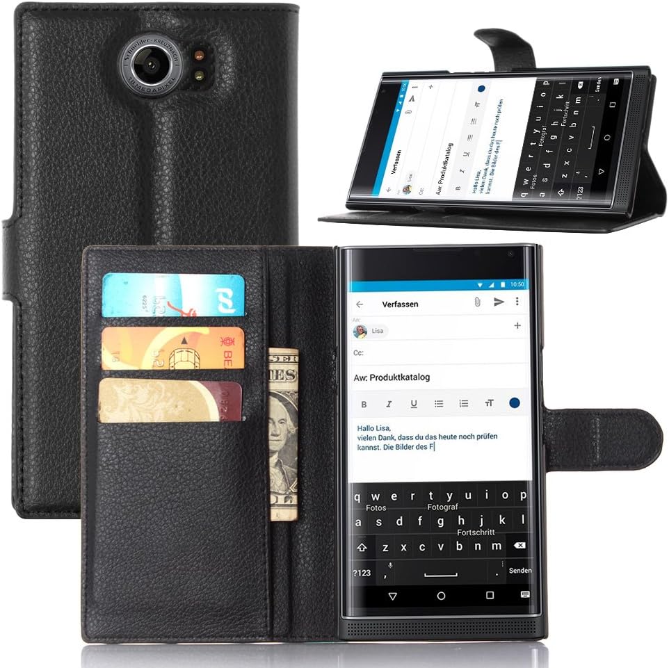 Blackberry Priv Case,Blackberry Priv Cover, Vikoo Stand Flip PU Leather Wallet Case with Built-in Card Slots and Cash Compartment for Blackberry Priv(Black)