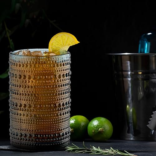 Miniatura 4 de Yinder Hobnail - Vasos para beber de 13 onzas, suministros para fiesta de Navidad, cristalería vintage en relieve, vasos de vidrio con cuentas para