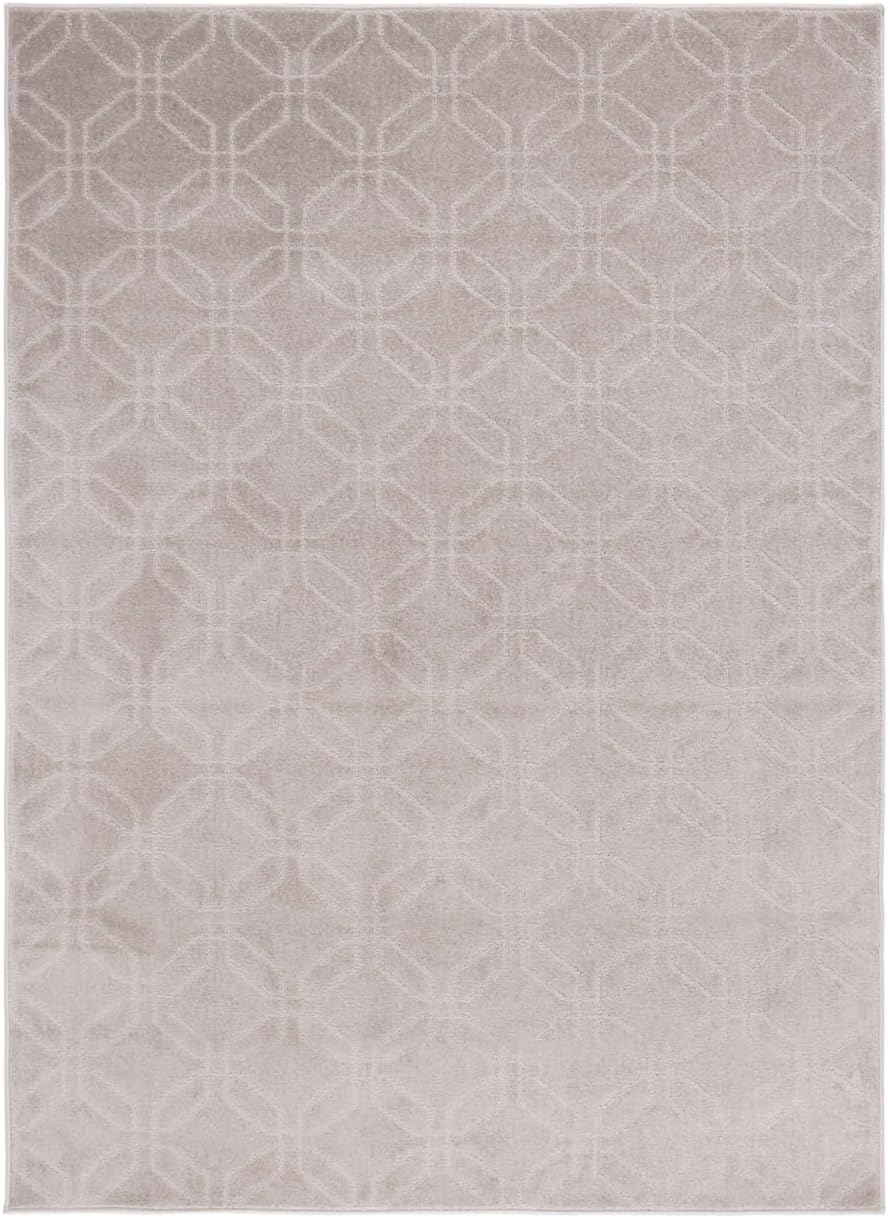 SAFAVIEH Pattern and Solid Collection Area Rug - 5'3" x 7'6", Beige, Geometric Design, Non-Shedding & Easy Care, Ideal for High Traffic Areas in Living Room, Bedroom (PNS406B)