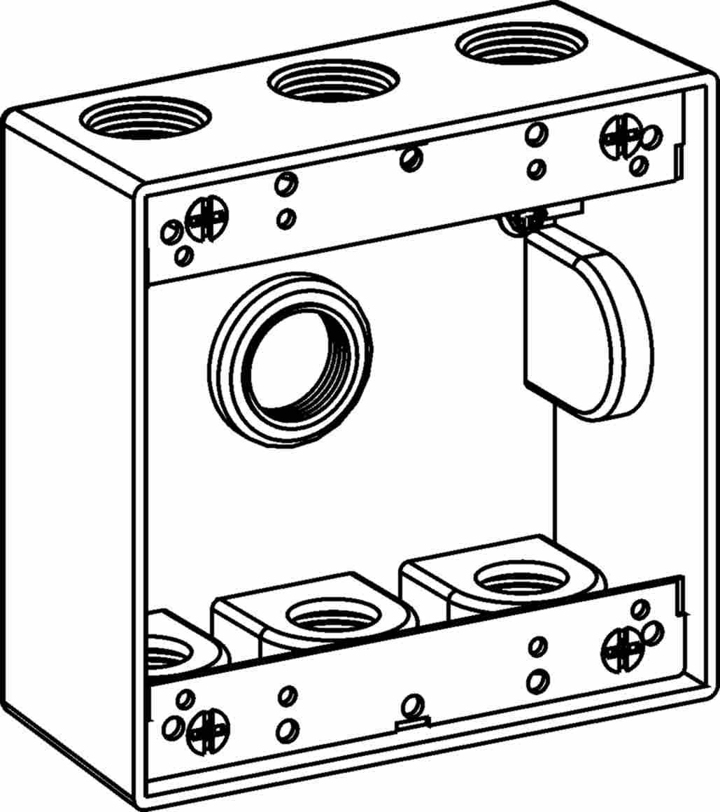 Orbit 2B50-7 Caja Electrica de Superficie, Caja de Registro Electrico, 2'' Profundidad, 7 Salidas, Orificio 12'', Impermeable, 2-Gang, Gris