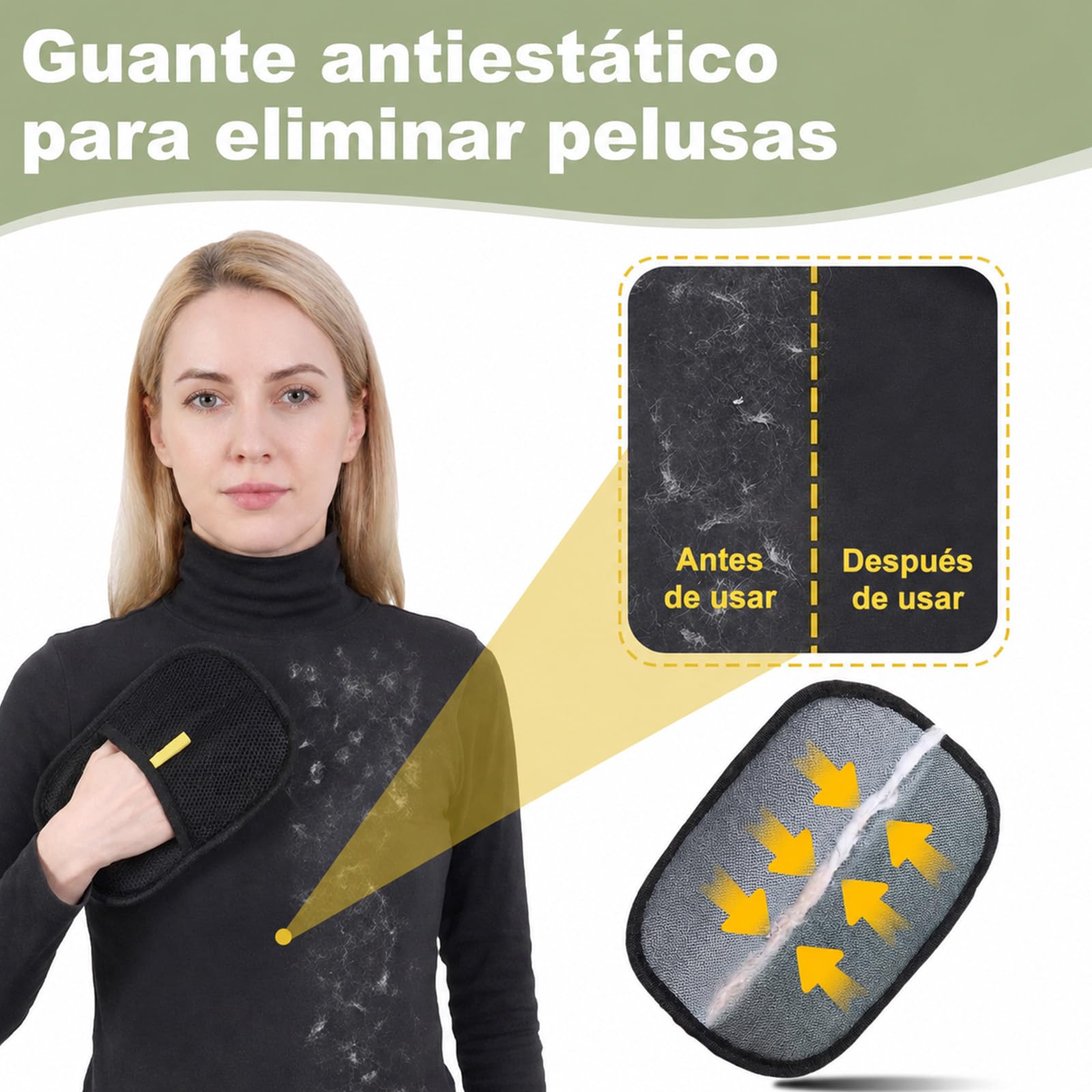 Reiteag Le Comptoir Animalier, Furfree Gant Anti-Poils Réutilisable, Gants de Toilettage Double Face pour Animaux, Lavables et Réutilisables, Éliminent Efficacement Les Poils (1Pack)