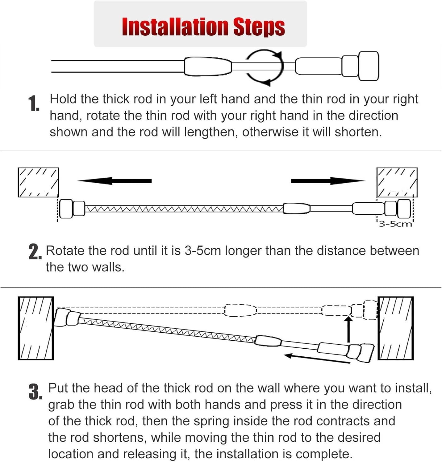 Adjustable Tension Pole,Stainless Steel Closet Rod, Non-Slip Garment Bar for Bathroom Kitchen Wardrobes, No Drilling Telescopic Rods(Light Coffee,90-160cm/35.4-63in)