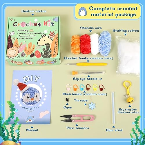 Miniatura 2 de UzecPk Kit de ganchillo para principiantes, kit de animales de bricolaje, kit completo de inicio para adultos, regalo ideal